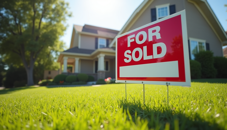 Eye-level view of a Sunshine Coast home with a "Sold" sign in the front yard